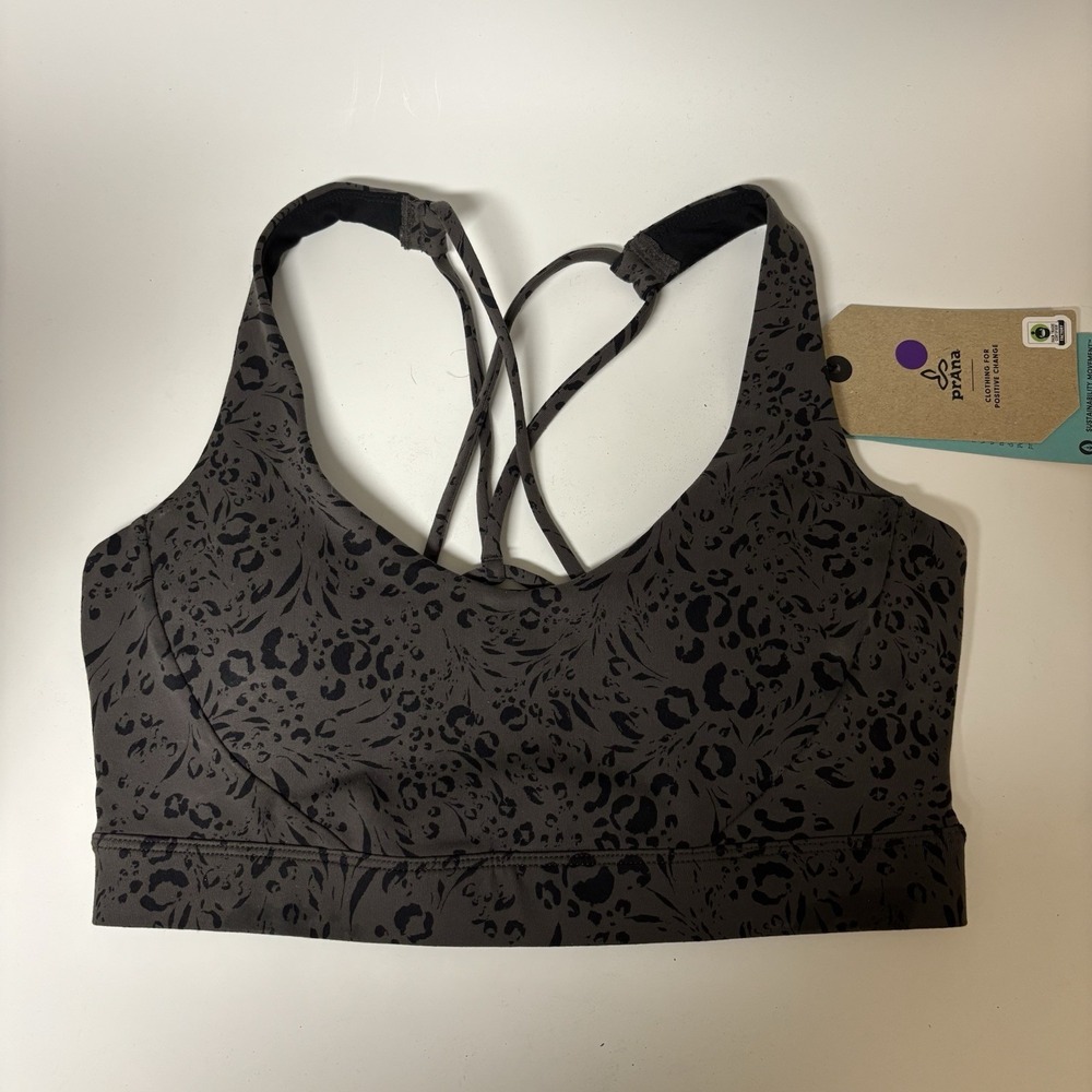 PrAna Chakara Sports Bra Yoga Top Grey Small‎ Padded NWT